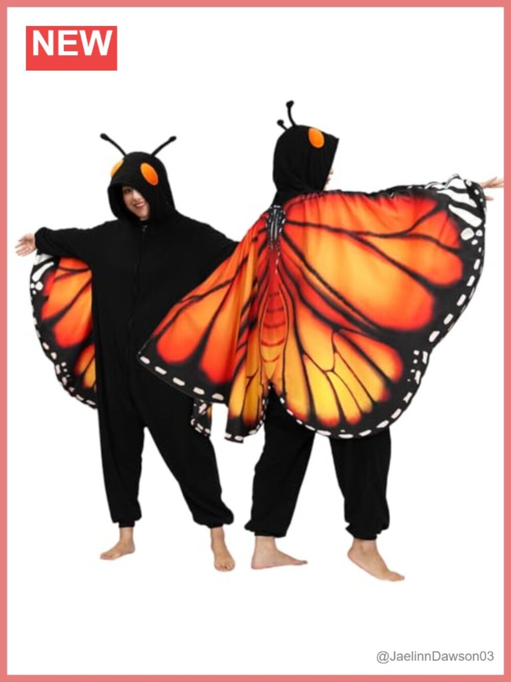 Adult Onesie Pajamas Butterfly Fleece Hooded Costume Sleepwear